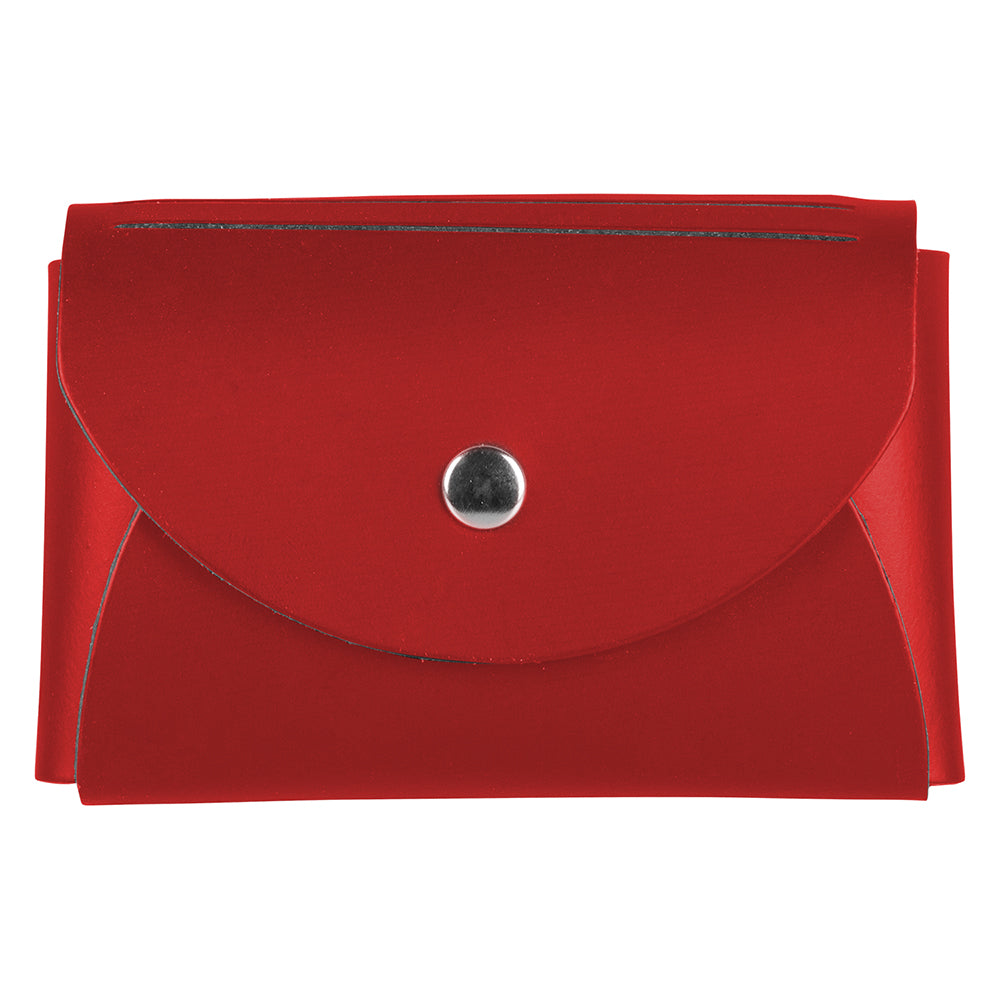 Image of JAM Paper Italian Leather Business Card Holder Case with Round Flap - Red