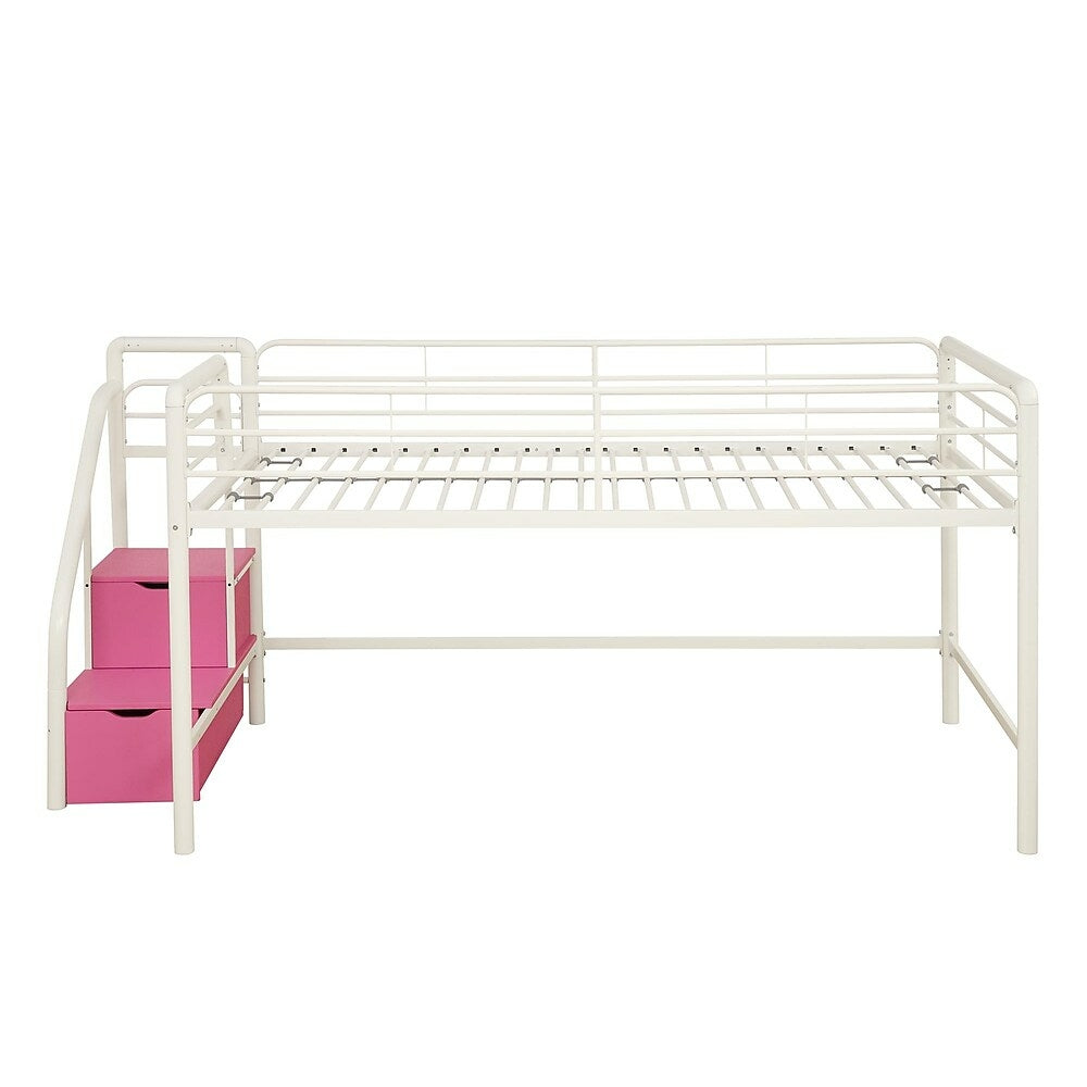 Image of DHP Junior Twin Loft Bed with Storage Steps - White