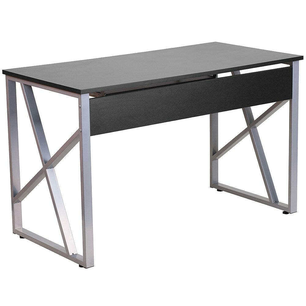 Image of Flash Furniture Black Computer Desk with Pull-Out Keyboard Tray & Cross-Brace Frame