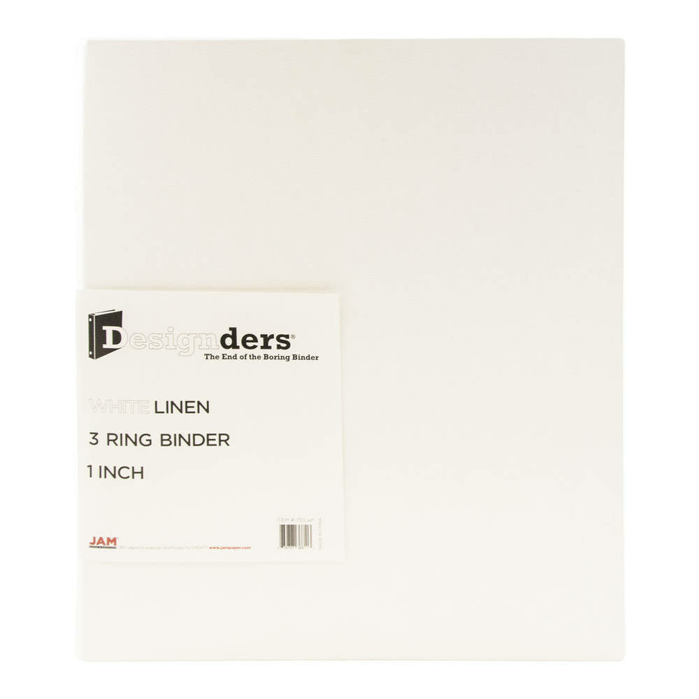 Image of JAM Paper Premium Linen Textured 1" 3-Ring Binder - White