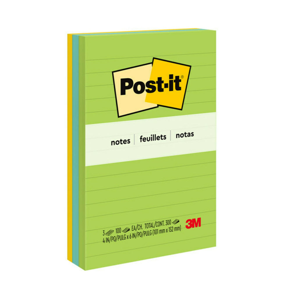 Image of Post-it Notes - 4" x 6" - Floral Fantasy Collection - Lined - 300 Sheets - 3 Pack, Multicolour