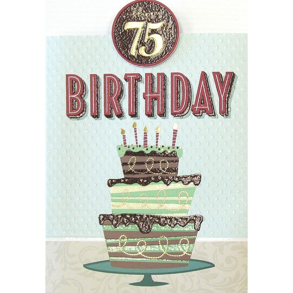 Image of Rosedale Greeting Card, Birthday Age 75, Cake, 6 Pack