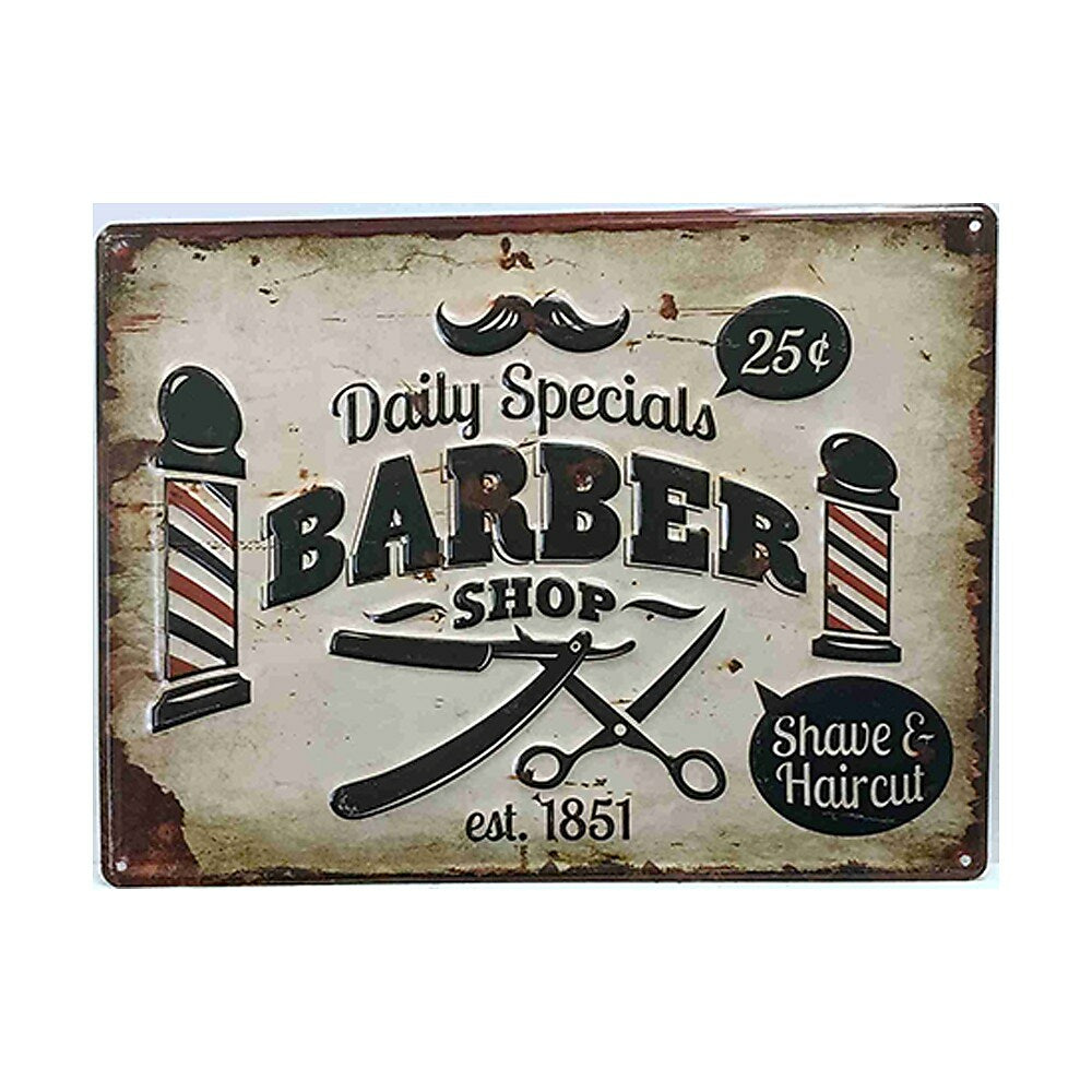 Image of Sign-A-Tology Barber Shop Vintage Metal Sign - 16" x 12"