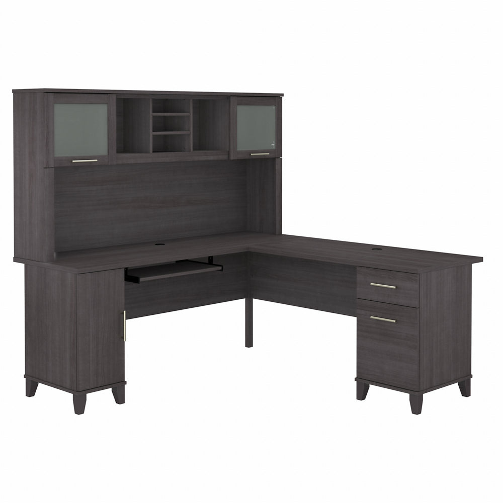 Image of Bush Furniture Somerset 72"W L-Shaped Desk with Hutch - Storm Grey