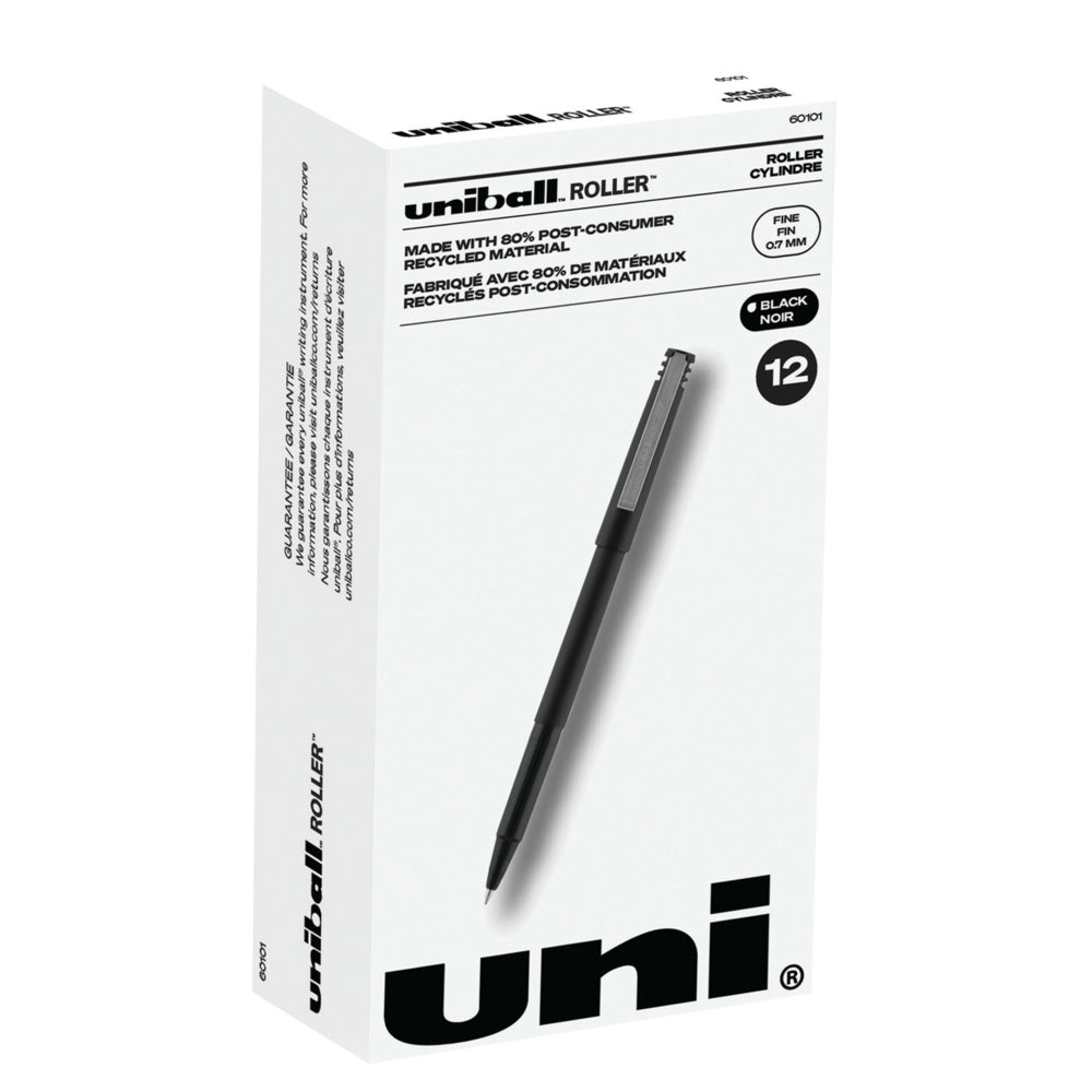 Image of uni-ball Roller Rollerball Pens - Fine Point (0.7mm) - Black -12 Pack