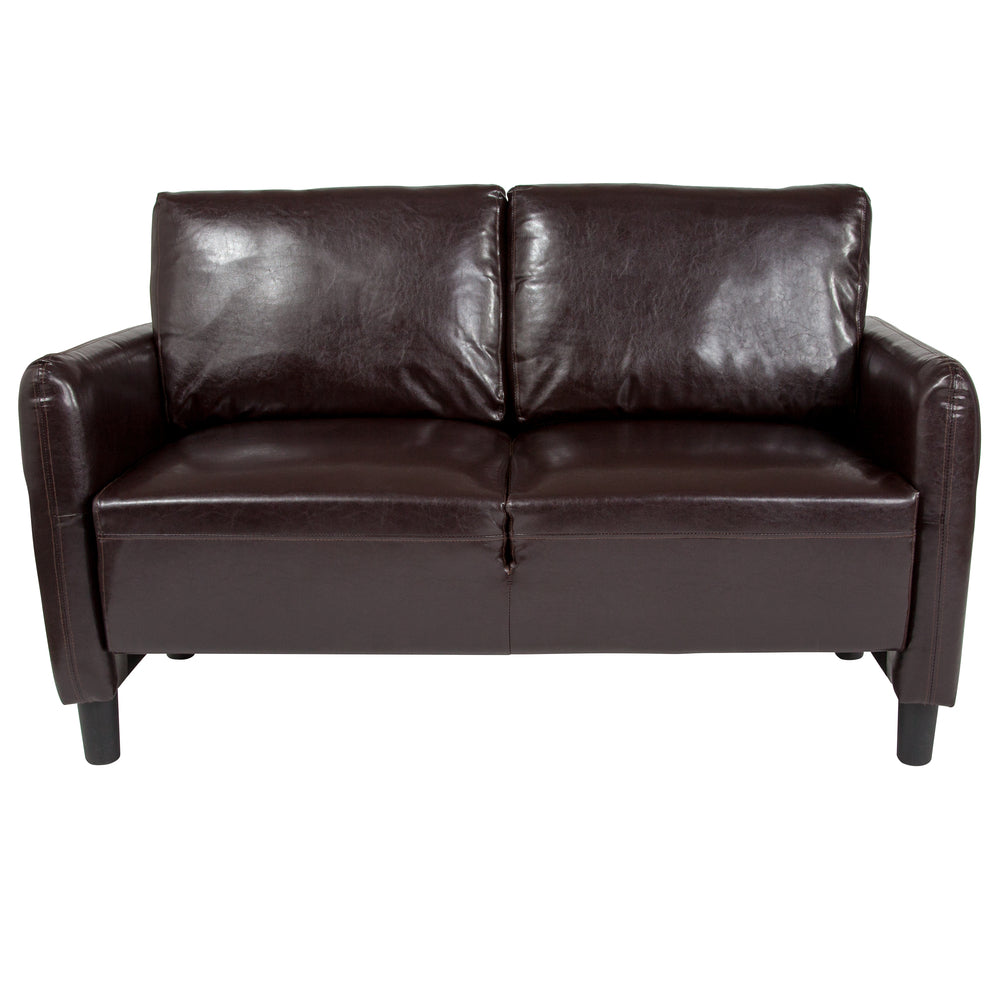 Image of Flash Furniture Candler Park Upholstered Loveseat - Brown Leather