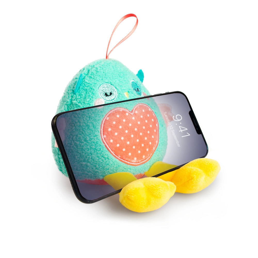 Image of Planet Buddies 2-in-1 Plush Phone Holder and Screen Wiper - Green/Pink (Owl)