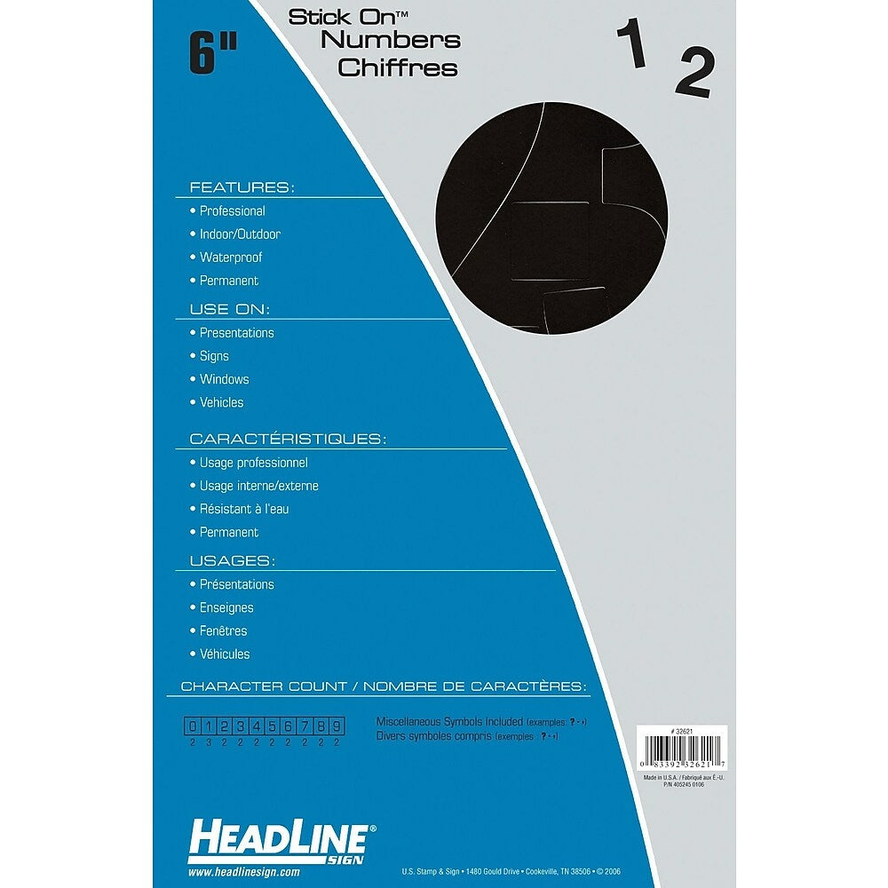 Image of HeadLine 6" Black Stick On Numbers