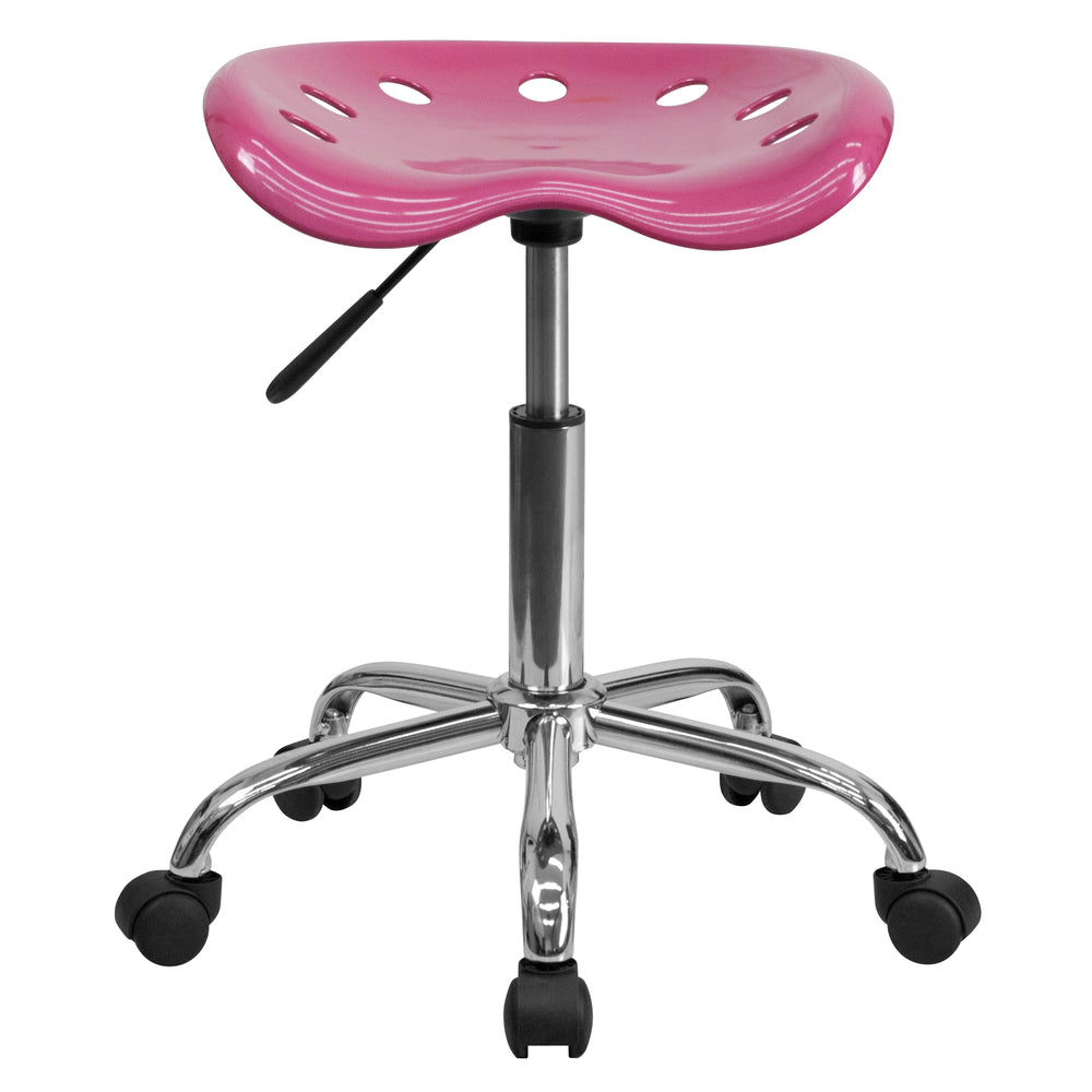 Image of Flash Furniture Vibrant Pink Tractor Seat & Chrome Stool