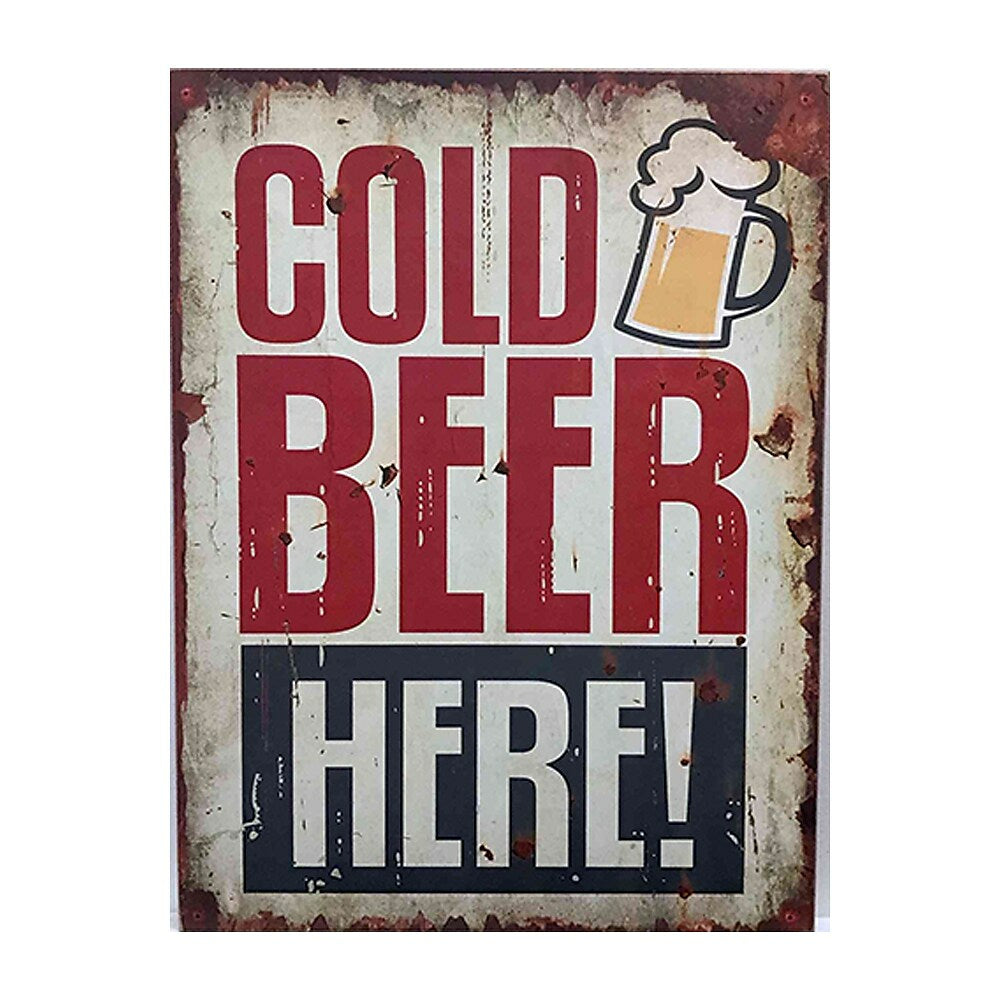 Image of Sign-A-Tology Cold Beer Here Vintage Wooden Sign - 16" x 12"