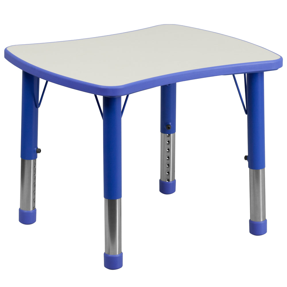 Image of Flash Furniture 21.875"W x 26.625"L Rectangular Blue Plastic Height Adjustable Activity Table with Grey Top