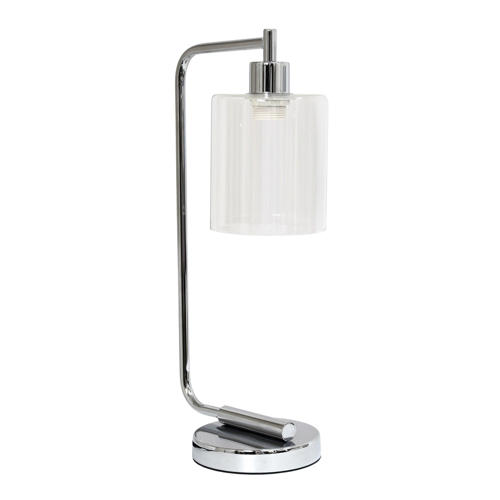 Image of Simple Designs Bronson Antique Style Industrial Iron Lantern Desk Lamp, Chrome (LD1036-CHR)