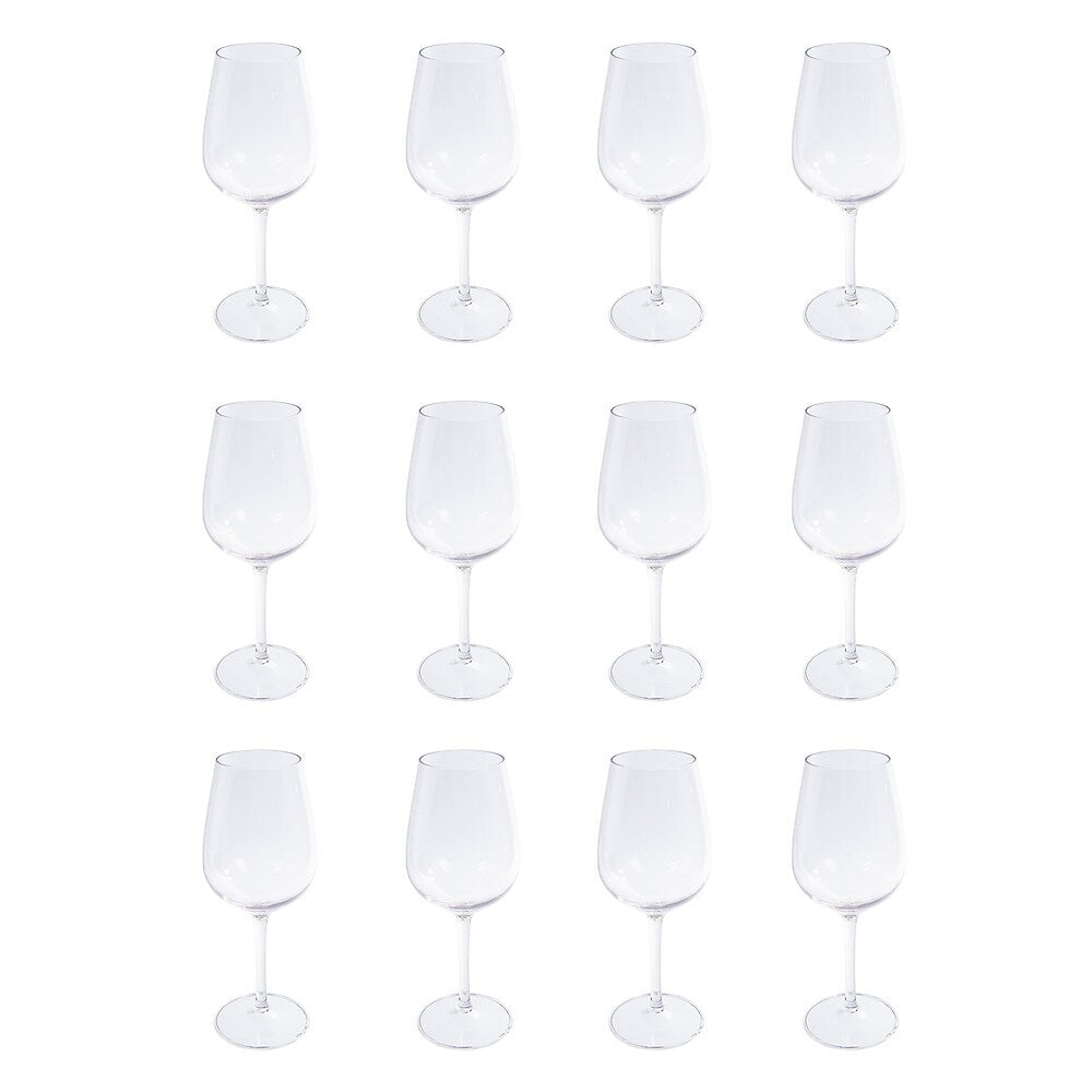 Image of PURE Drinkware 16.9 oz. Shatterproof Plastic Wine Glasses, Pack of 12, 9 inches, Clear