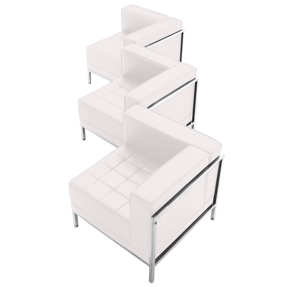 Image of Flash Furniture HERCULES Imagination Series Melrose LeatherSoft 3 Piece Corner Chair Set - White