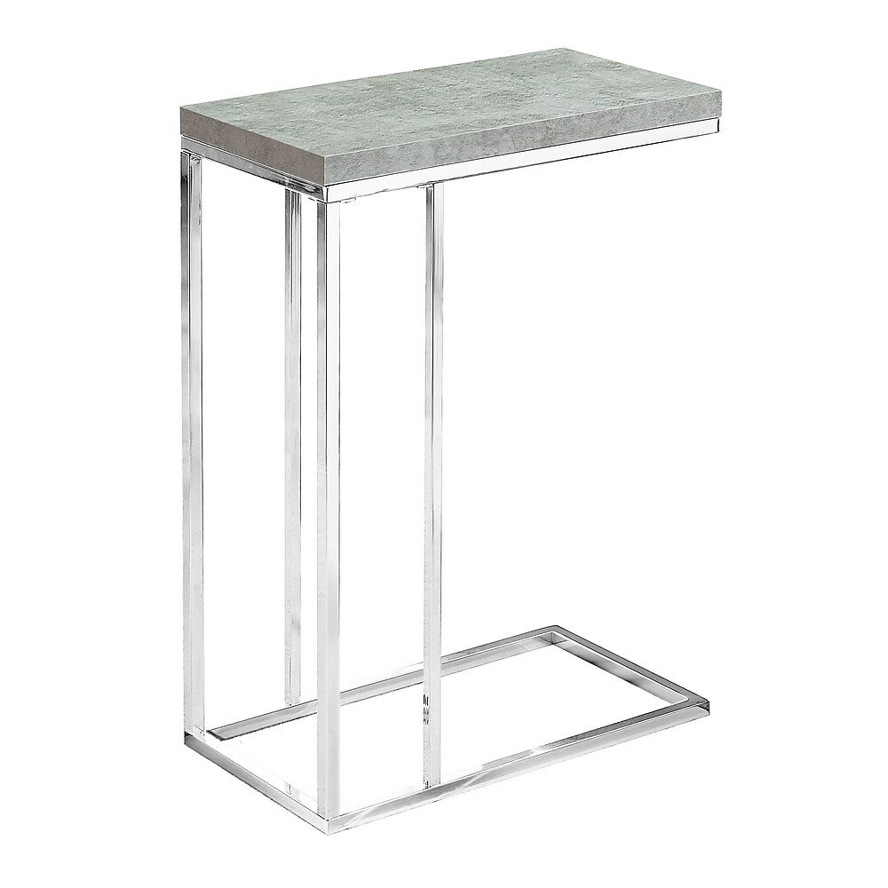 Image of Monarch Specialties - 3372 Accent Table - C-shaped - End - Side - Living Room - Bedroom - Metal - Laminate - Grey - Chrome