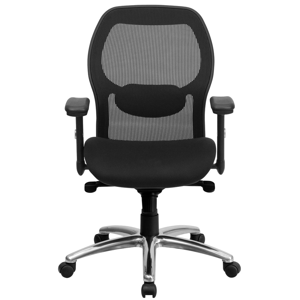 Image of Flash Furniture Mid-Back Black Super Mesh Executive Swivel Chair with Knee Tilt Control & Adjustable Arms