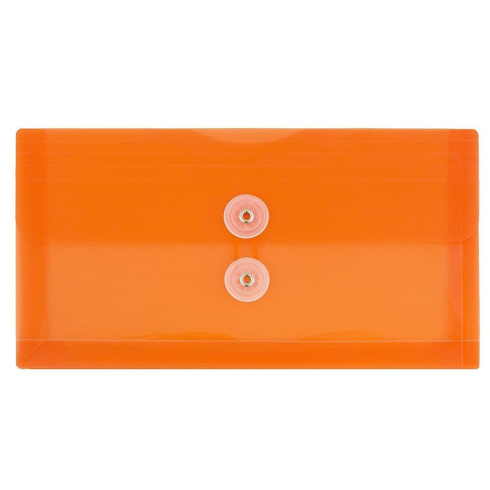 Image of JAM Paper #10 Plastic Envelopes with Button and String Tie Closure, 5.25 x 10, Orange Poly, 108 Pack (921B1ORB)