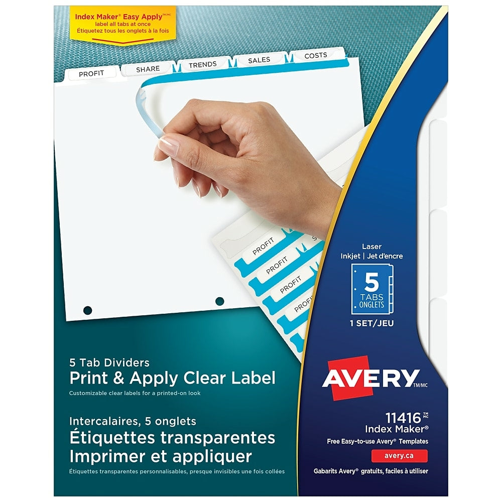 Image of Avery Dividers - 5 Tabs - White