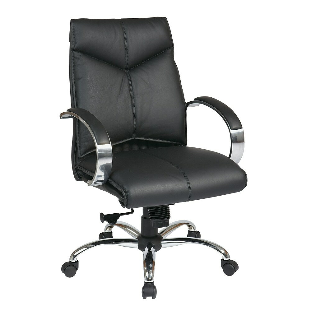 Image of ProLine Deluxe Mid Back Executive Leather Chair, Black