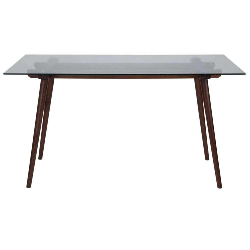 Image of Flash Furniture Meriden 31.5" x 55" Rectangular Solid Wood Table with Clear Glass Top - Walnut, Brown