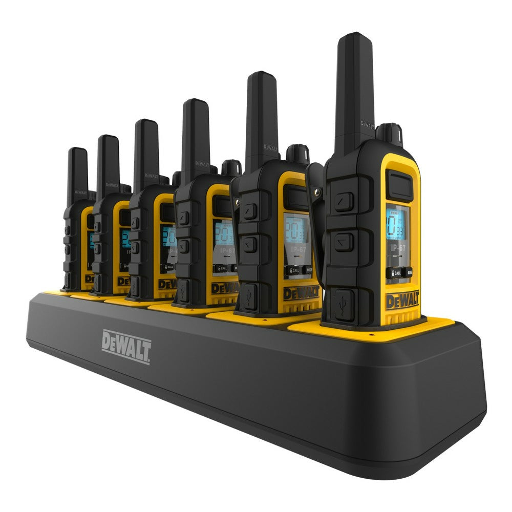 Image of DeWalt DXFRS800 2 Way Radio Set with Heavy Duty 6-Port Walkie Talkie Charger