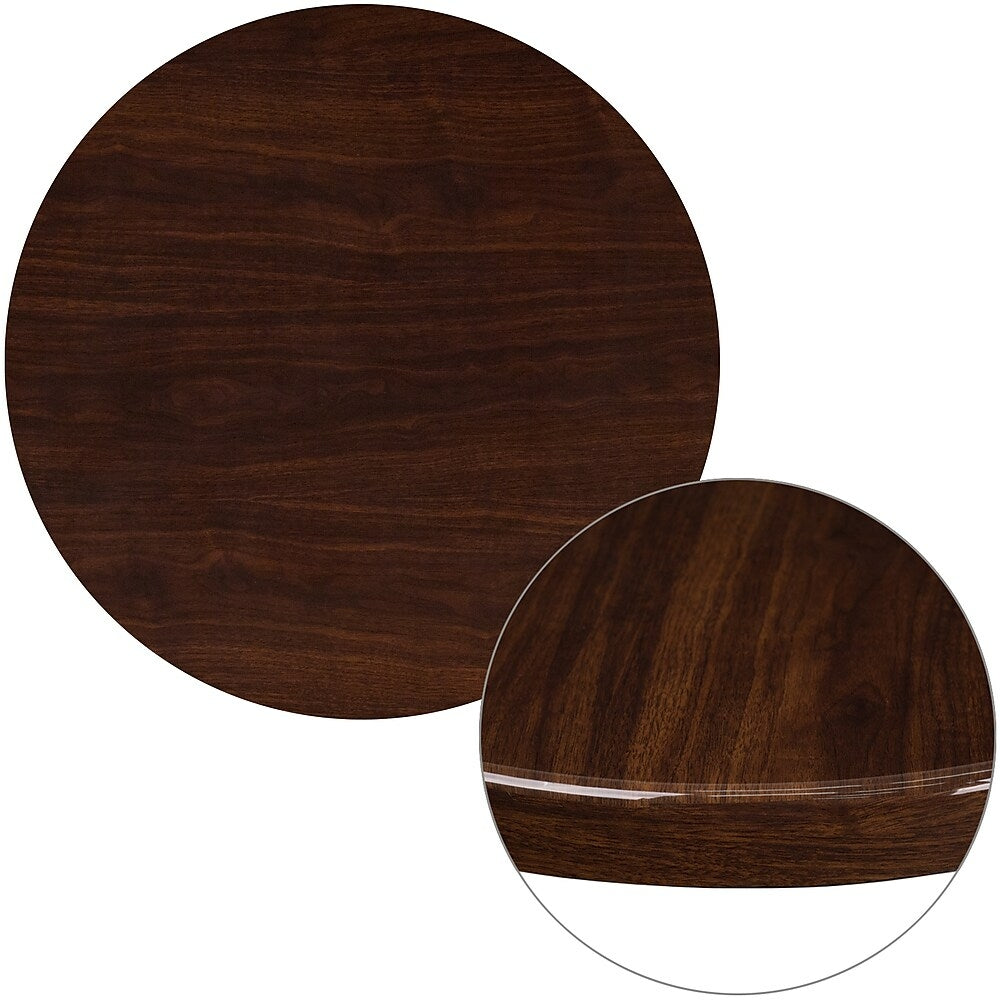 Image of Flash Furniture 30" Round High-Gloss Walnut Resin Table Top with 2" Thick Drop-Lip