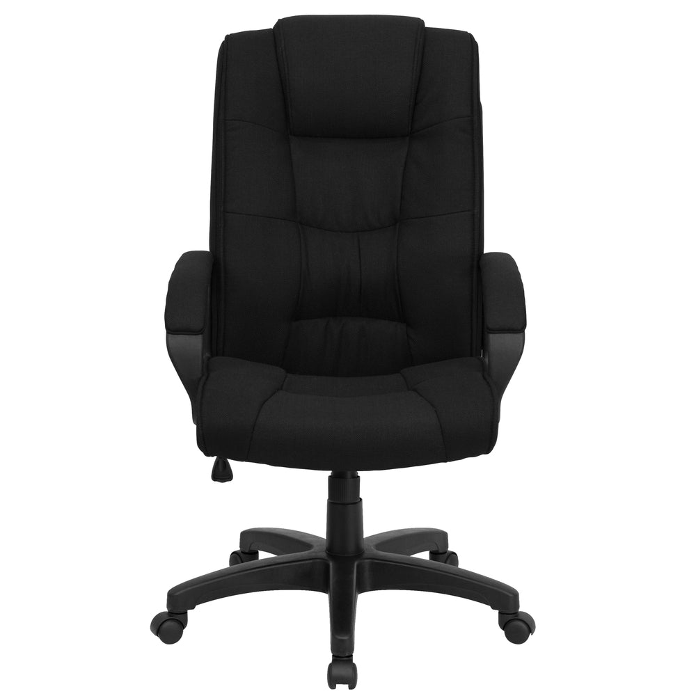 Image of Flash Furniture High Back Fabric Executive Swivel Chair with Arms - Black