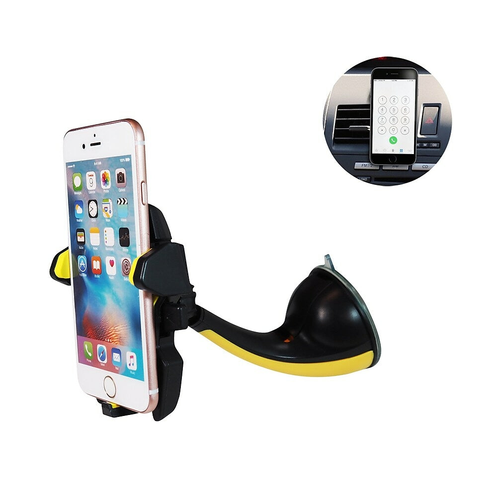 Image of Exian Mobile Car Mount Windshield/Air Vent, Yellow (CAR-023-YELLOW)