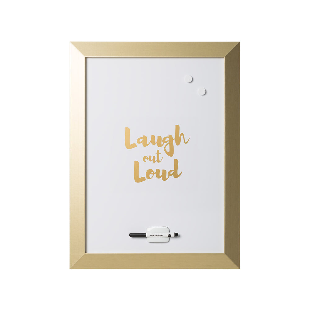 Image of MasterVision Magnetic Dry-Erase Quote Board - "LOL" Quote - Gold Metallic Frame - 18" W x 24" L
