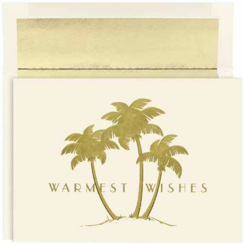 Image of JAM Paper Christmas Cards Set - Gold Palm Trees - 18 Pack