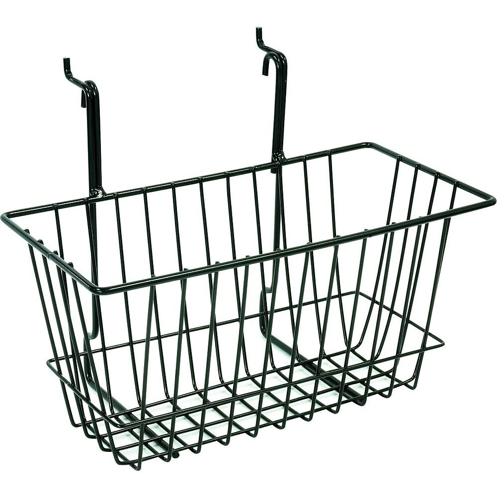 Image of Wamaco Slatwall/Gridwall Wire Basket - 12"W x 6 "D x 6 "H - Black - 4 Pack