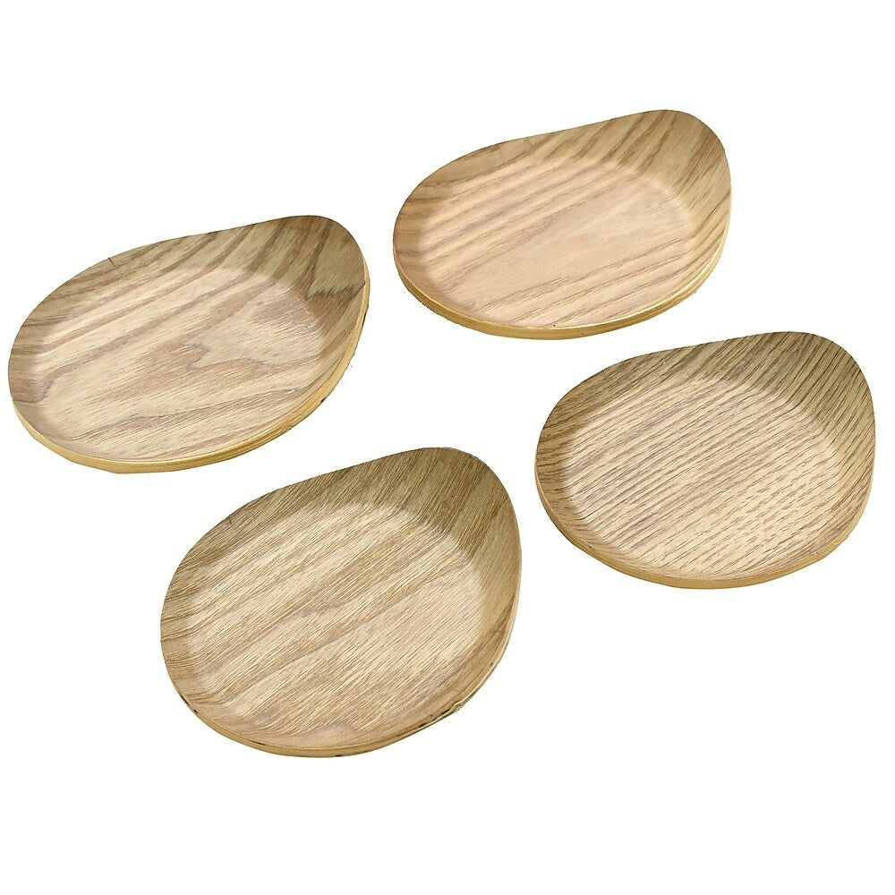 Image of Cathay Importers Bentwood Round Coasters Tray, 4.75"W x 4.25"D x 0.4"H x 1.2" Total Height, 4 Pack