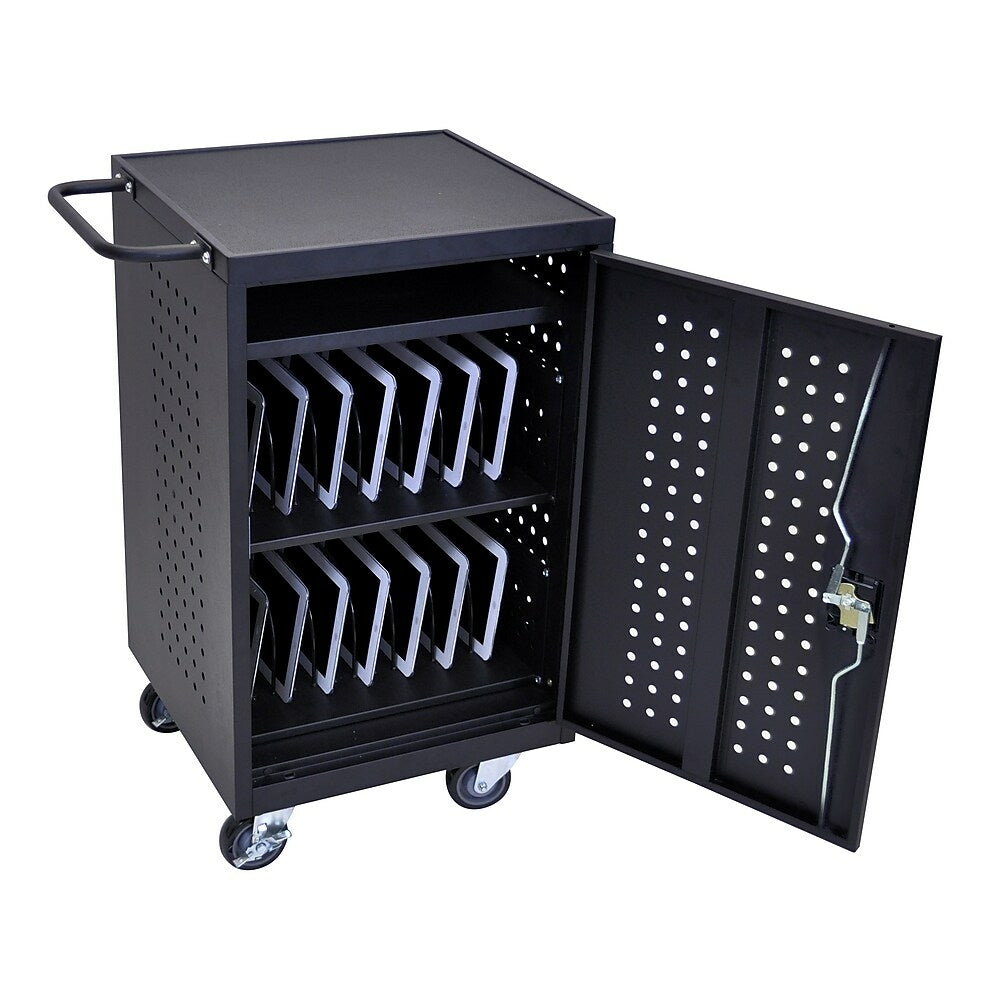 Image of Luxor Tablet Charging Cart with 30 Electrical Outlets, Black