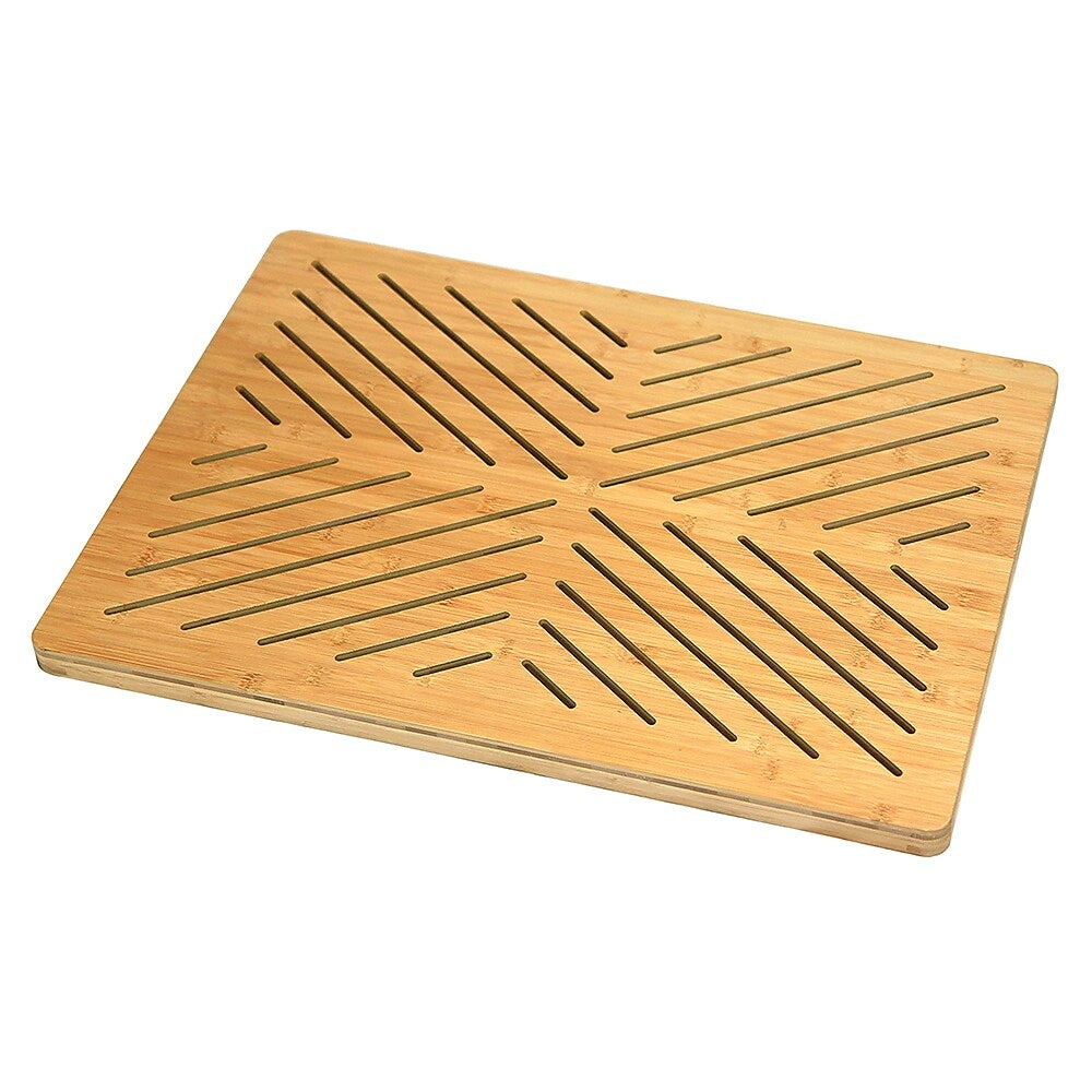 Image of Oceanstar Bamboo Floor and Bath Mat with Non-Slip Rubber Feet, Brown
