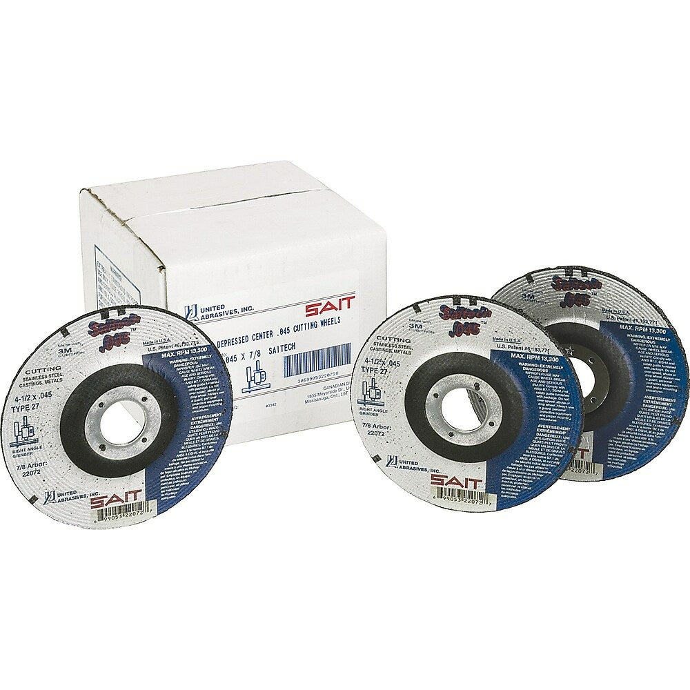 Image of SCN Industrial Cut-Off Wheel, 4-1/2" x 0.045", 7/8" Arbor, Type 27, Aluminum Oxide/Ceramic, 13500 Rpm - 36 Pack