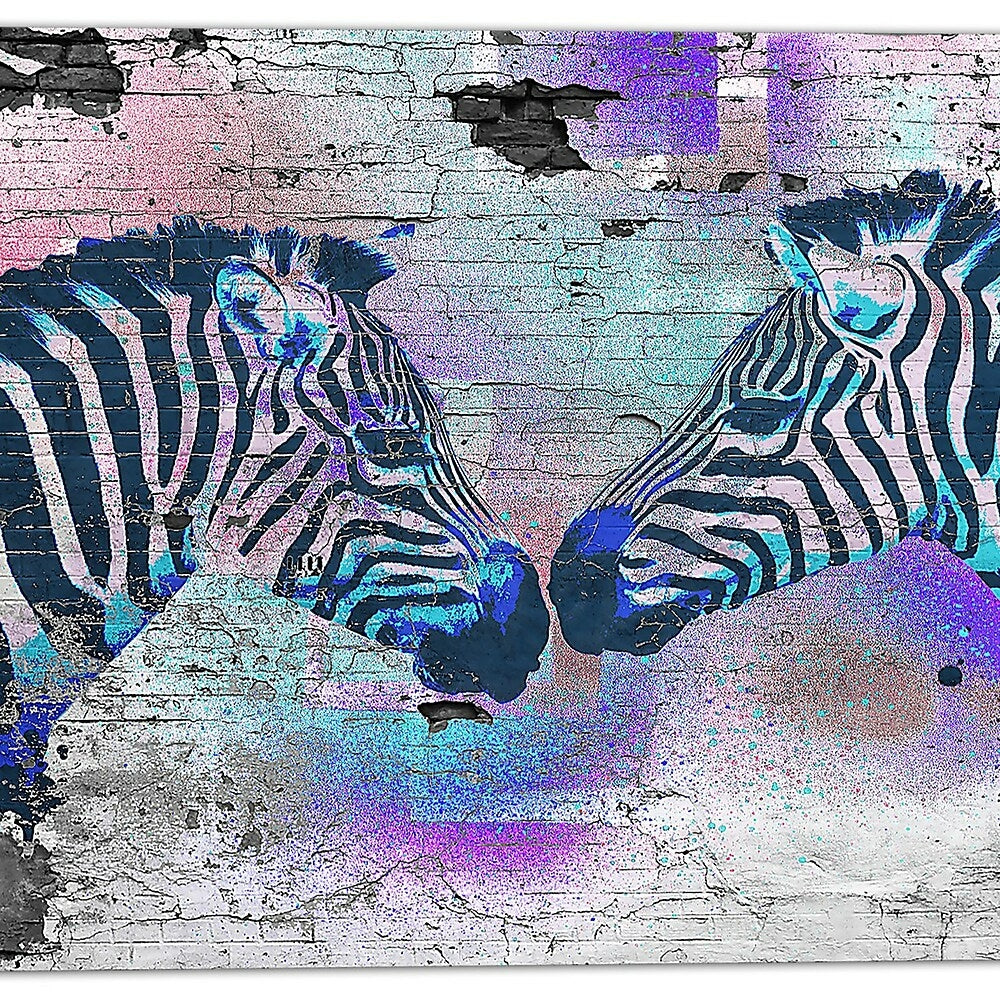 Image of Designart Painted Zebras Street Art Canvas Artwork, (PT3629-30-30)