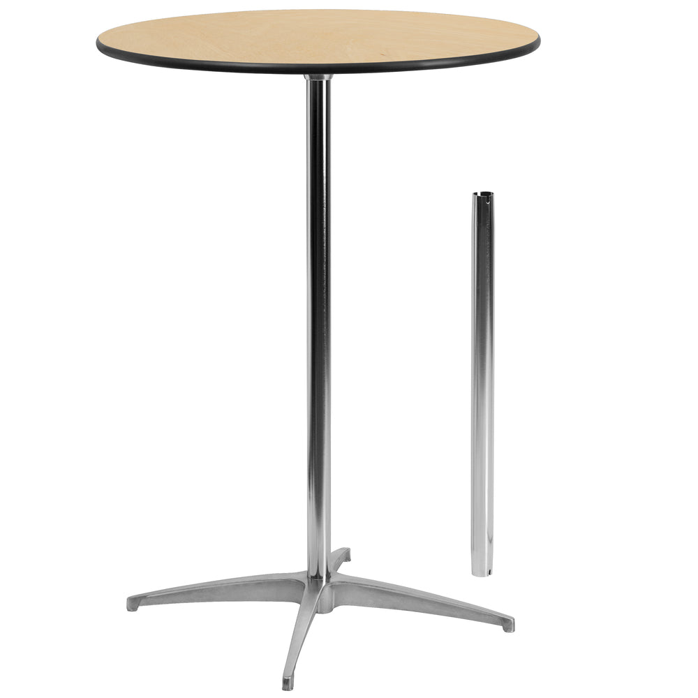 Image of Flash Furniture 30" Round Wood Cocktail Table with 30" & 42" Columns, Black