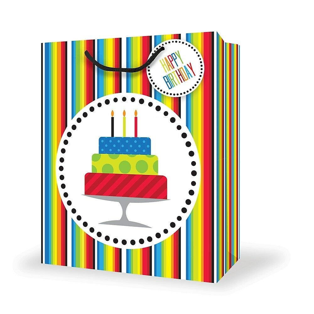 Image of Millbrook Studios Birthday Gift Bags - Large - Cake - 12 Pack (47560)