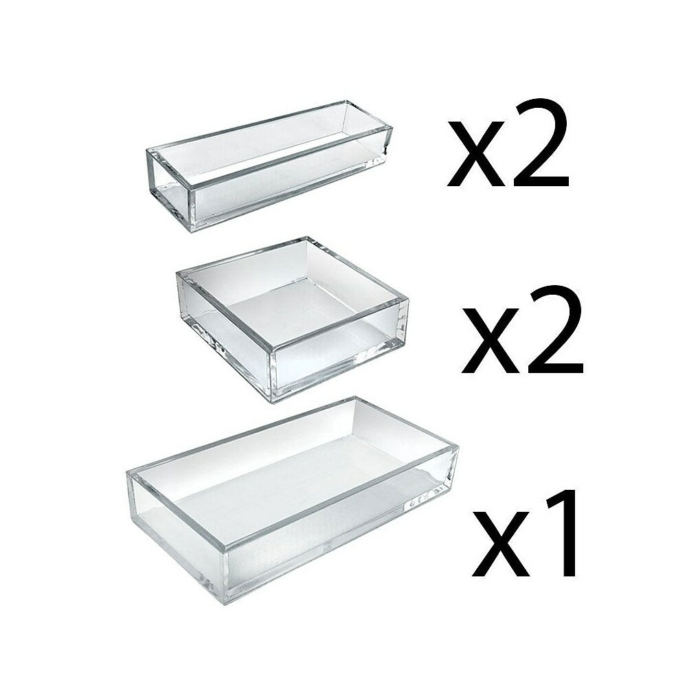 Image of Azar Displays Deluxe Tray 5 Piece Set, Square Trays, Narrow Trays, and Large Tray (556226)