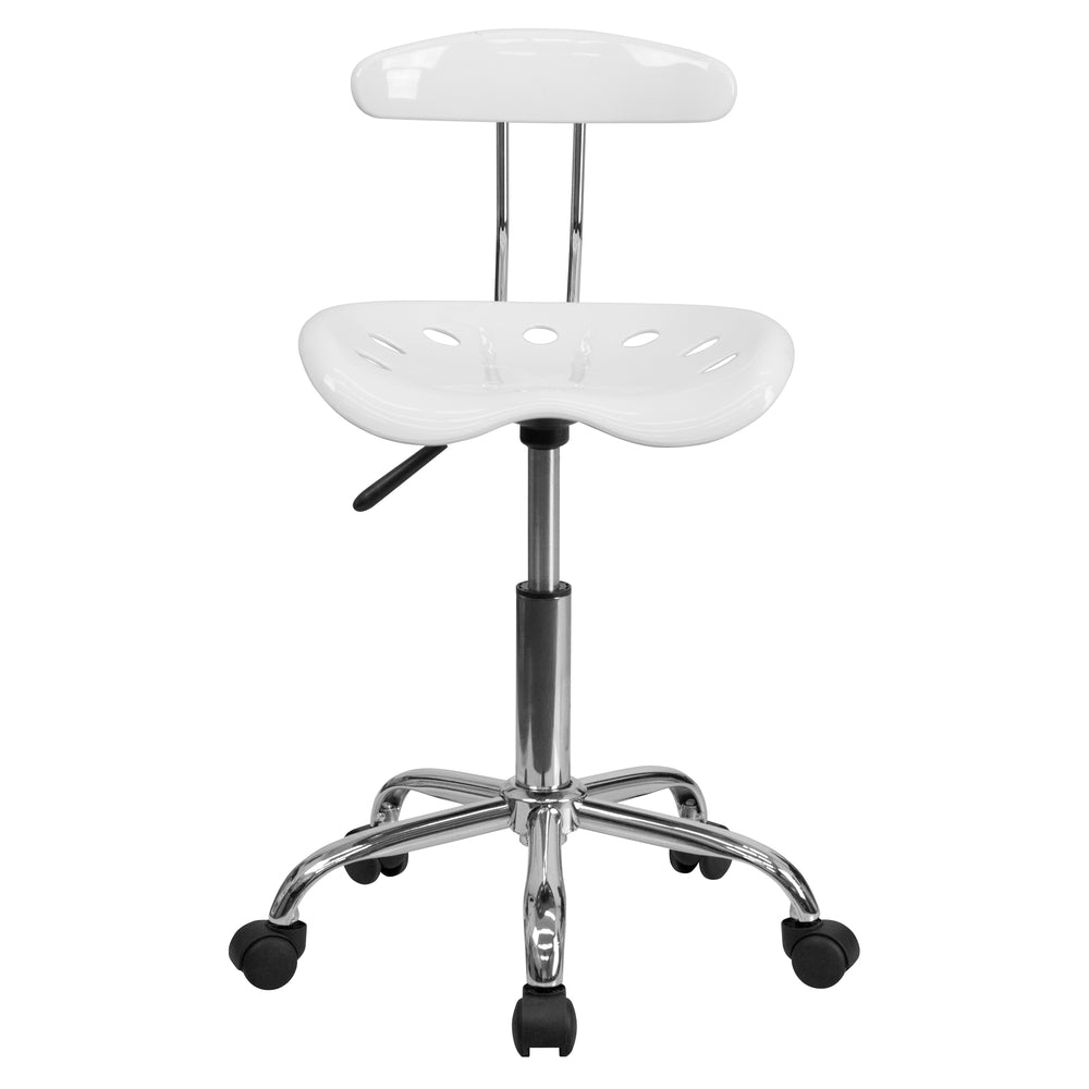 Image of Flash Furniture Swivel Task Chair with Tractor Seat - Vibrant White & Chrome