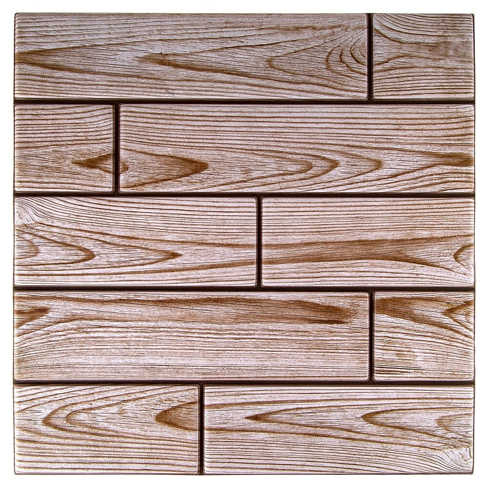 Image of CTG Brands 3D Blonde Woodgrain Peel and Stick Wall Tiles, 11.8" x 11.8", Ivory, 6 Pack