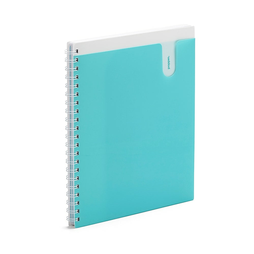 Image of Poppin 3-Subject Pocket Spiral Notebook - Aqua, Blue