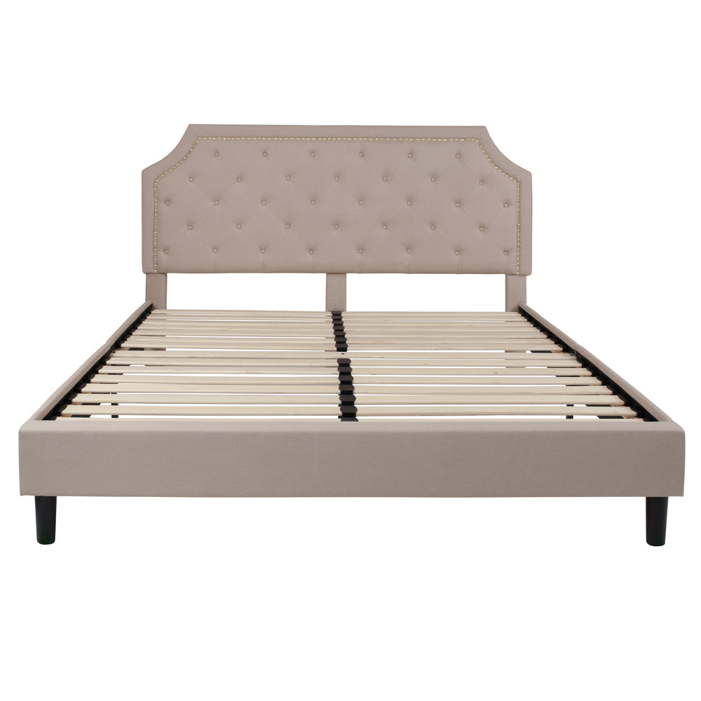 Image of Flash Furniture Brighton King Size Tufted Upholstered Platform Bed - Beige Fabric