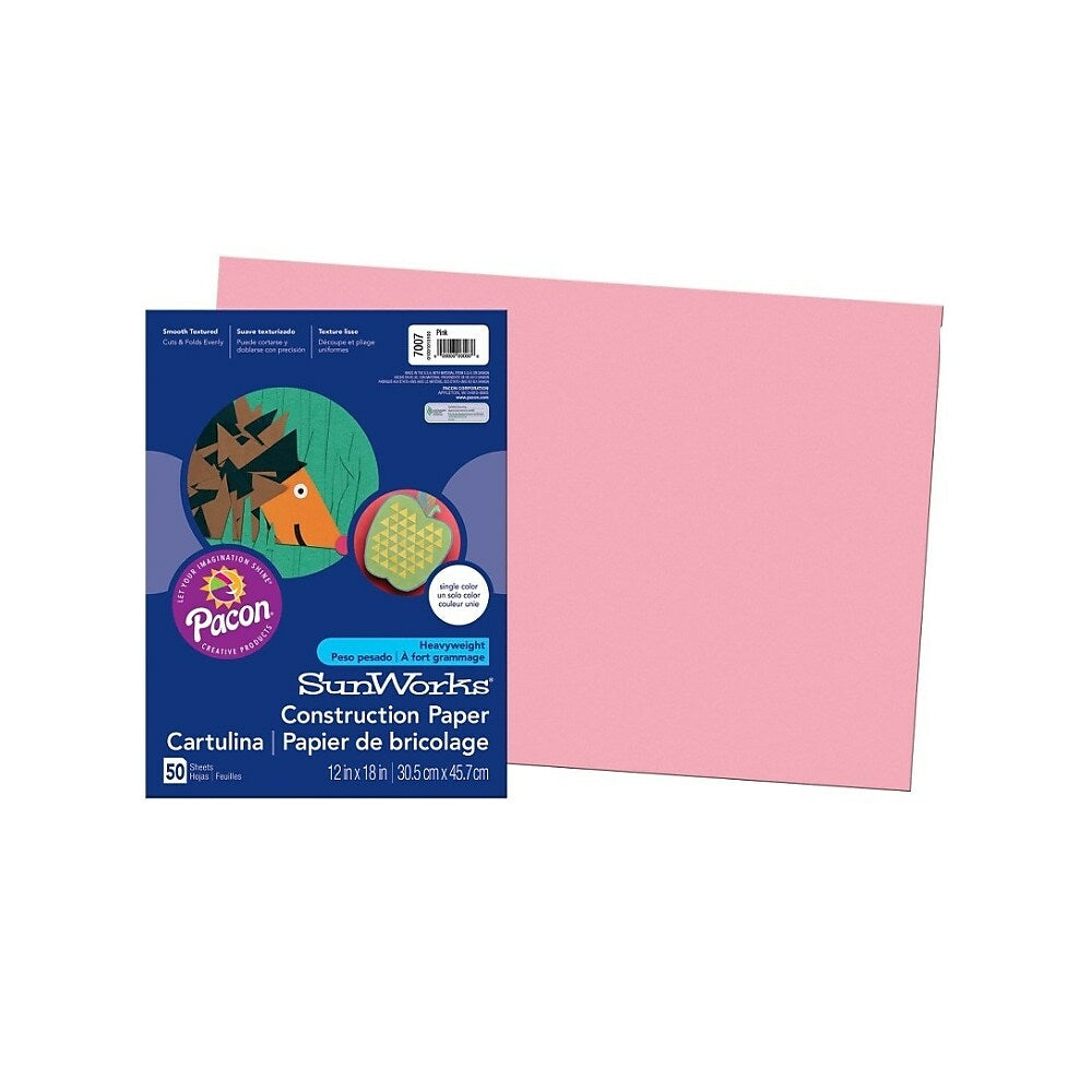 Image of Pacon Construction Paper - 12" x 18" - Pink - 50 Sheets (7007)