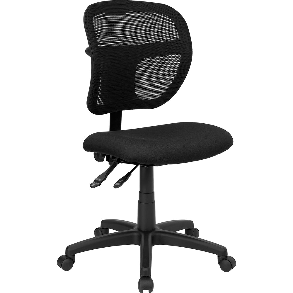 Image of Flash Furniture Mid-Back Mesh Swivel Task Office Chair with Back Height Adjustment - Black