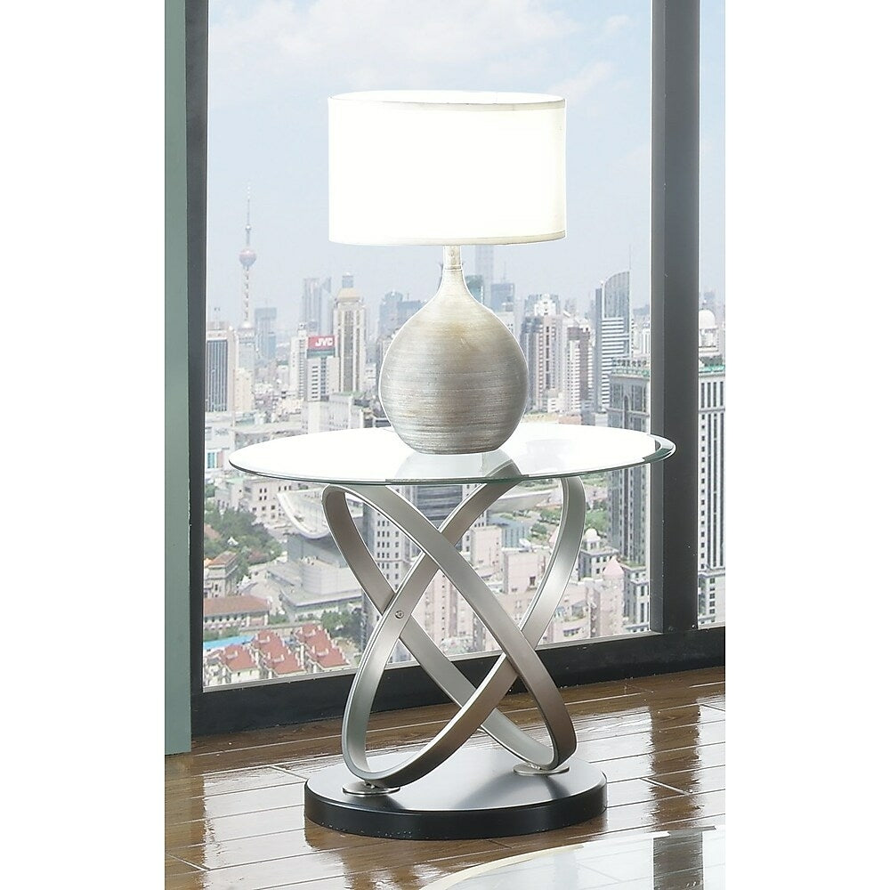 Image of Brassex Chantal End Table, Silver/Black (275-06)