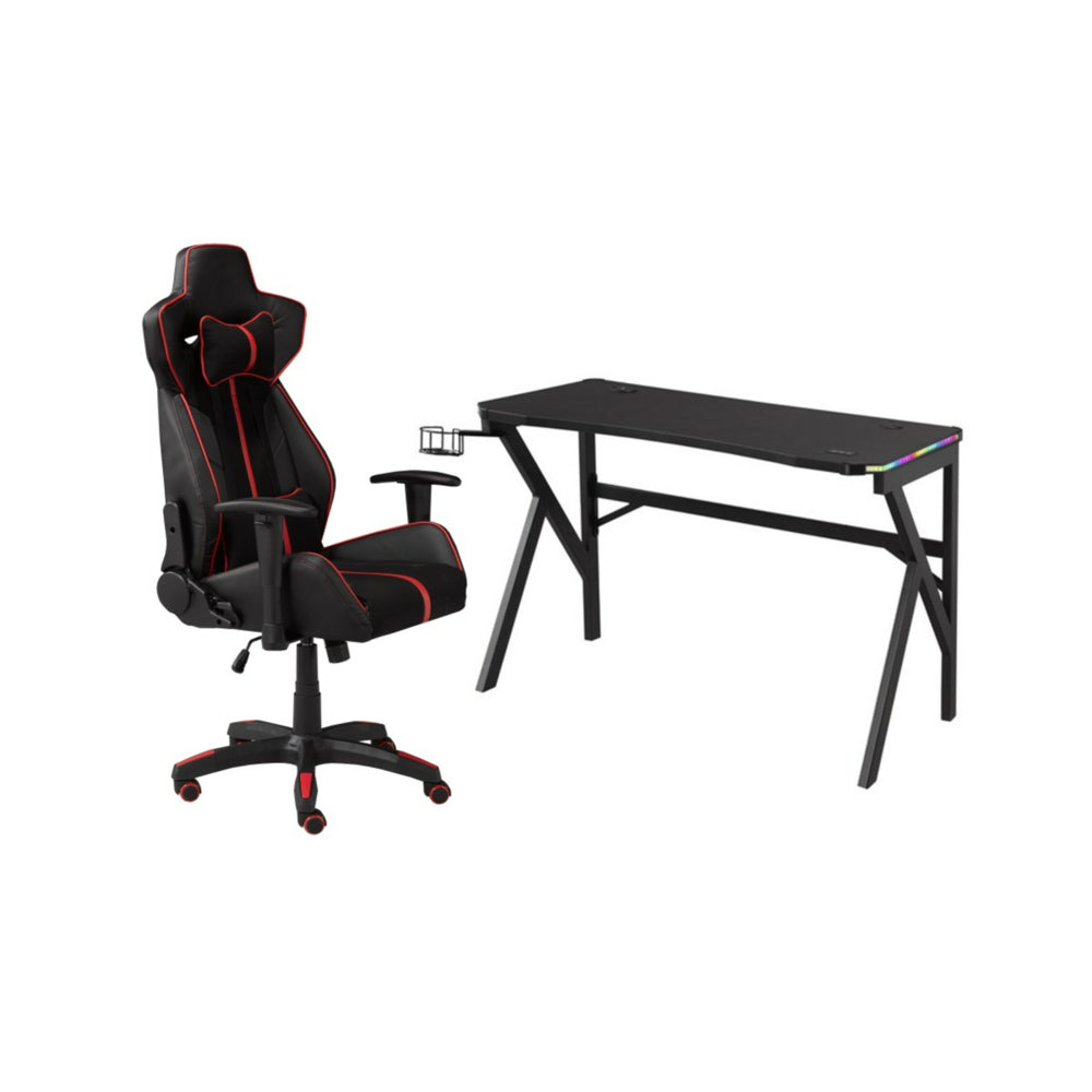 Image of Brassex Ally Gaming Chair & Desk Set - Black
