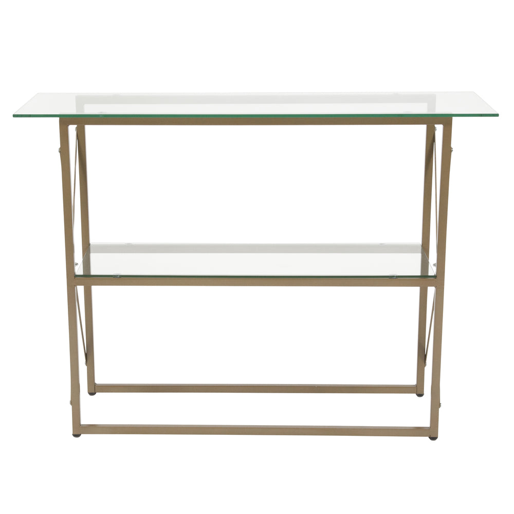 Image of Flash Furniture Mar Vista Collection Glass Console Table with Matte Gold Frame, Yellow