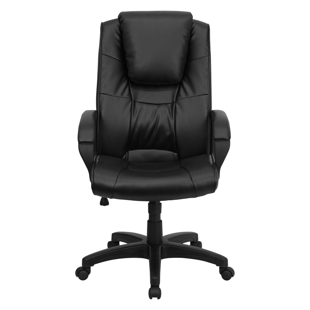 Image of Flash Furniture High Back Black Leather Executive Swivel Office Chair with Oversized Headrest & Arms