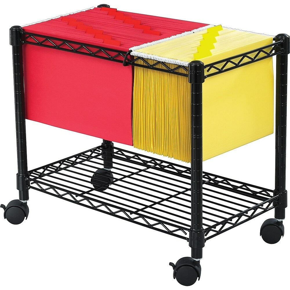 Image of Safco Extra Capacity Wire Mobile File Cart, Black